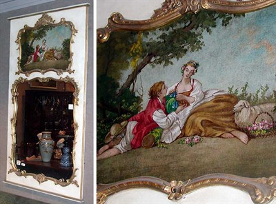 Lot 238 - Louis XV Style Painted and Parcel Gilt Trumeau