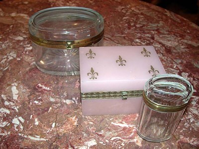 Lot 219 - Group of Three Glass Hinged Boxes