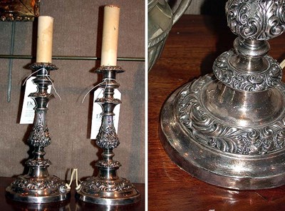 Lot 358A - Pair of Silver Plated Lamps