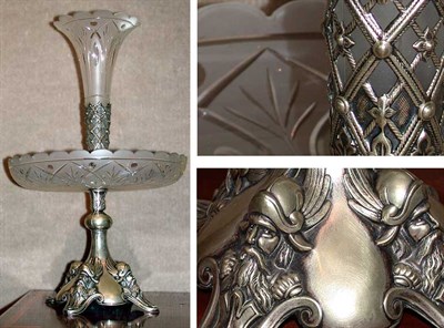 Lot 326 - Continental Silver and Etched Glass Epergne...
