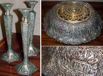 Lot 323 - Dutch Silver Plated Five-Piece Garniture