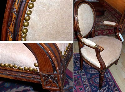 Lot 332 - Set of Six Louis XVI Style Upholstered Walnut...
