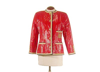 Lot 2162 - Bill Blass Red Snakeskin Nautical Jacket...