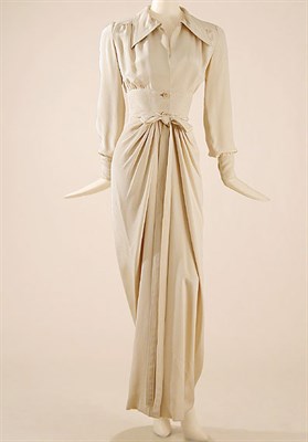 Lot 618 - Galanos Beige Silk Crepe Shirtdress American,...