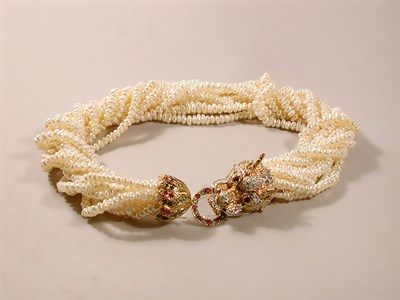 Lot 369 - Cultured Pearl and Multicolored Stone Necklace