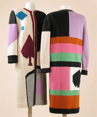 Lot 652 - Two Mary McFadden Wool Knit Sweater Coats...