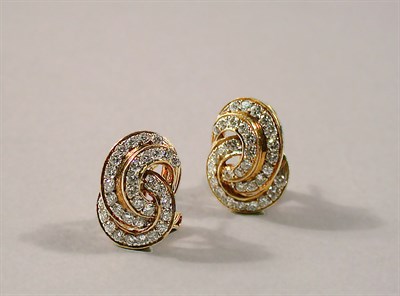 Lot 110 - Pair of Gold and Diamond Earrings