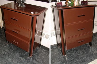Lot 419 - Pair of Lacquered and Mirrored Chests of Drawers