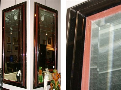 Lot 418 - Pair of Lacquered and Mirror Framed Mirrors