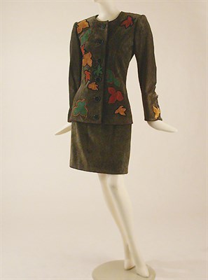Lot 669 - Yves Saint Laurent Moss Green Suede Suit...