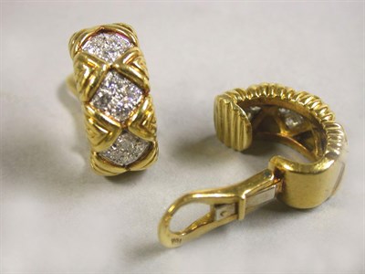 Lot 356 - Pair of Gold and Diamond Earclips
