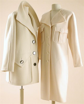 Lot 659 - Galanos Cream Double-Faced Wool Coat and...