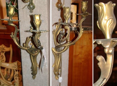 Lot 478 - Pair of Louis XV Style Gilt-Metal Two-Light...