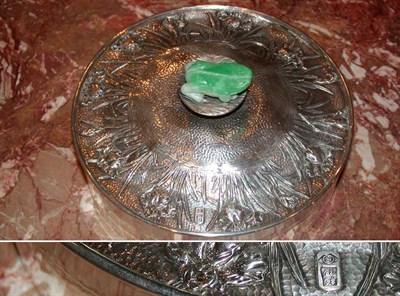 Lot 314A - Sterling Silver Hardstone Mounted Covered Box...