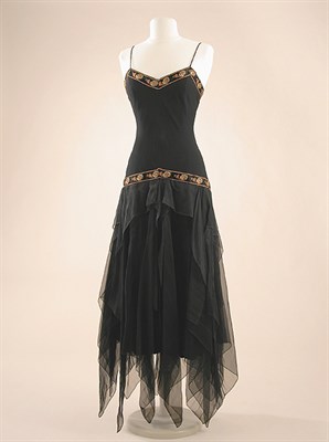 Lot 665 - Stavropolous Black Chiffon Evening Dress Greek,...
