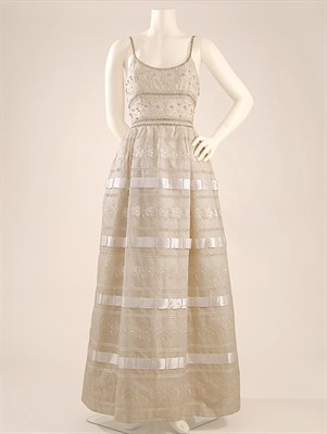 Lot 615 - Stavropoulos Cream Embroidered Silk Organza...