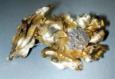 Lot 321 - Gold and Diamond Flower Pin