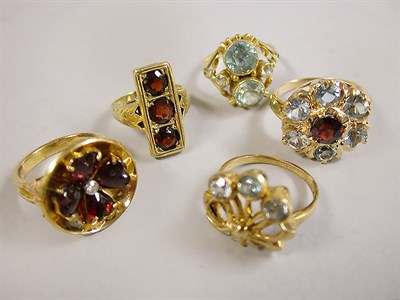 Lot 66 - Five Assorted Multicolored Stone Rings