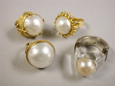 Lot 40 - Four Assorted Mabe Pearl Rings