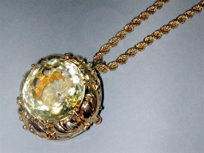 Lot 338 - Gold and Citrine Pendant and Rope Chain