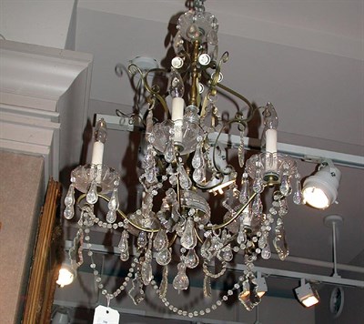 Lot 380 - Louis XV Style Glass and Brass Five-Light...