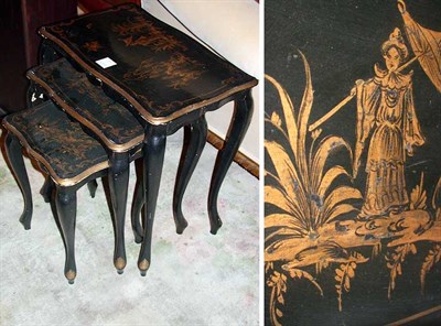 Lot 224 - Nest of Three Black Lacquered Tables