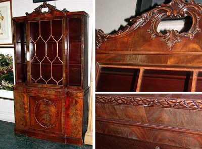 Lot 398 - Georgian Style Mahogany Breakfront Bookcase
