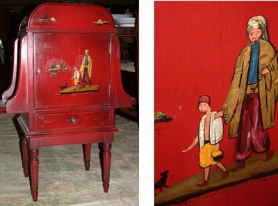 Lot 408 - Red Lacquered Side Cabinet