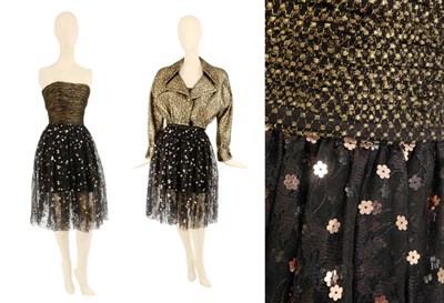Lot 2165 - Galanos Black and Gold Cocktail Ensemble...