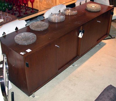 Lot 138 - Walnut and Chrome Credenza Manufactured by Knoll