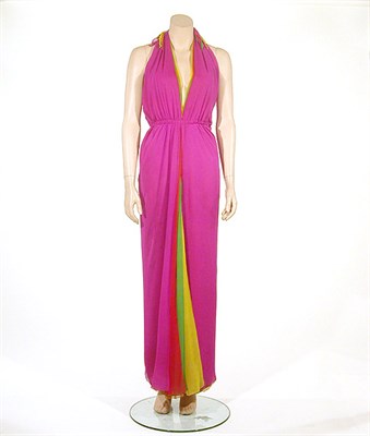 Lot 2093 - Galanos Kaleidoscope Chiffon Evening Dress