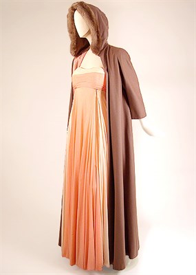 Lot 3491 - Gres Columnar Gown and Cashmere Coat Evening Ensemble