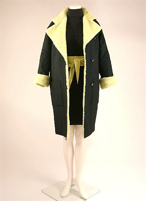Lot 553 - Christian Dior Black Wool Dress and Coat Ensemble