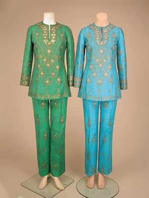Lot 539 - Two Helene Arpels Shantung Silk Pantsuits