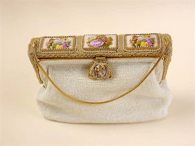 Lot 832 - DeLill White Bead and Porcelain Evening Bag