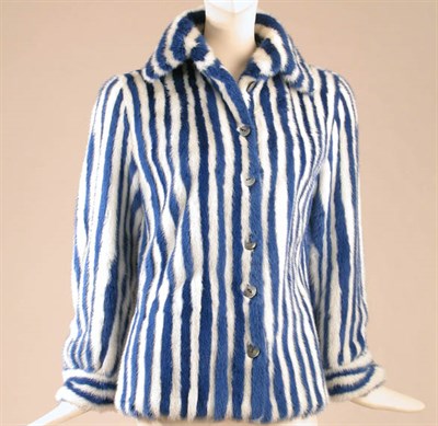 Lot 550 - Emeric Partos Blue and White Striped Mink Shirt