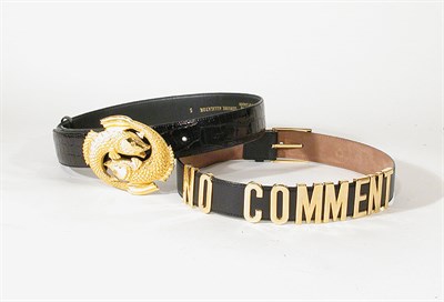 Lot 3784 - Two Black Leather Belts