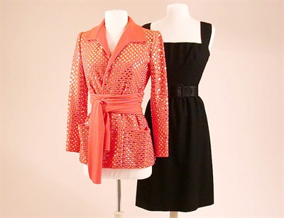 Lot 542 - Norell Black Jersey Dress and Neon Orange Sequin Jacket