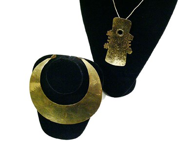 Lot 2355 - Two Mary McFadden Ethnic Gilt-Metal Necklaces