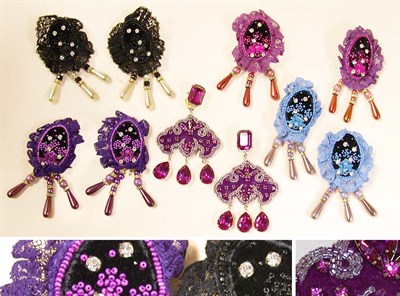 Lot 689 - Group of Lesage Earrings French, 1980s...