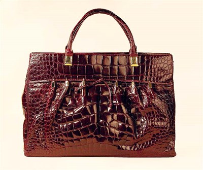Lot 692 - Judith Leiber Burgundy Alligator Tote With...