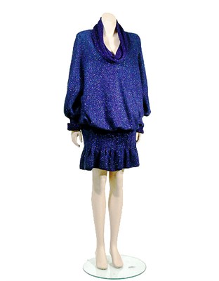 Lot 3552 - Zandra Rhodes Metallic Knit Blouson Dress
