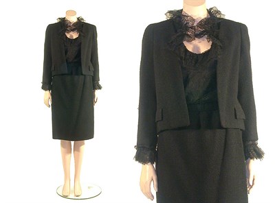 Lot 2060 - Marc Bohan for Christian Dior Black Boucle Ensemble