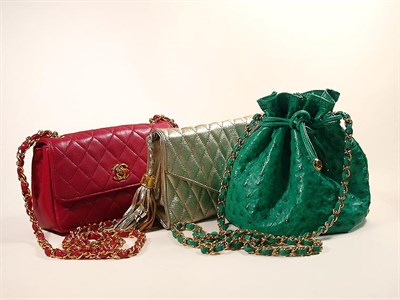 Lot 704 - Two Chanel Handbags The first an emerald...