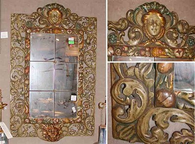 Lot 266 - Italian Rococo Style Carved and Painted Mirror
