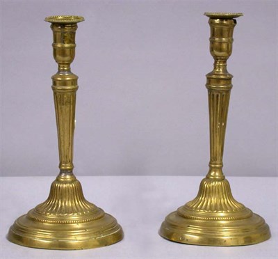 Lot 388 - Pair of Louis XVI Brass Candlesticks