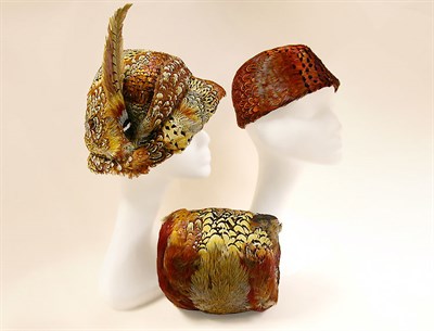 Lot 823 - Group of Feather Hats and a Feather Muff