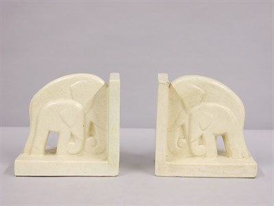 Lot 791 - Pair of Belgian Art Deco White Glazed Pottery...