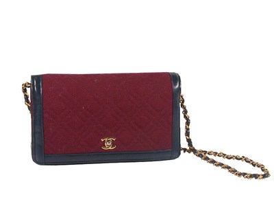 Lot 3760 - Chanel Wine Jersey and Navy Trim Quilted...