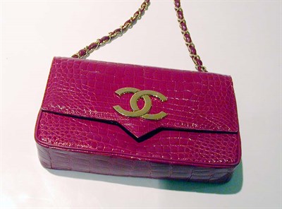 Lot 3762 - Chanel Red Crocodile Handbag Of square form,...